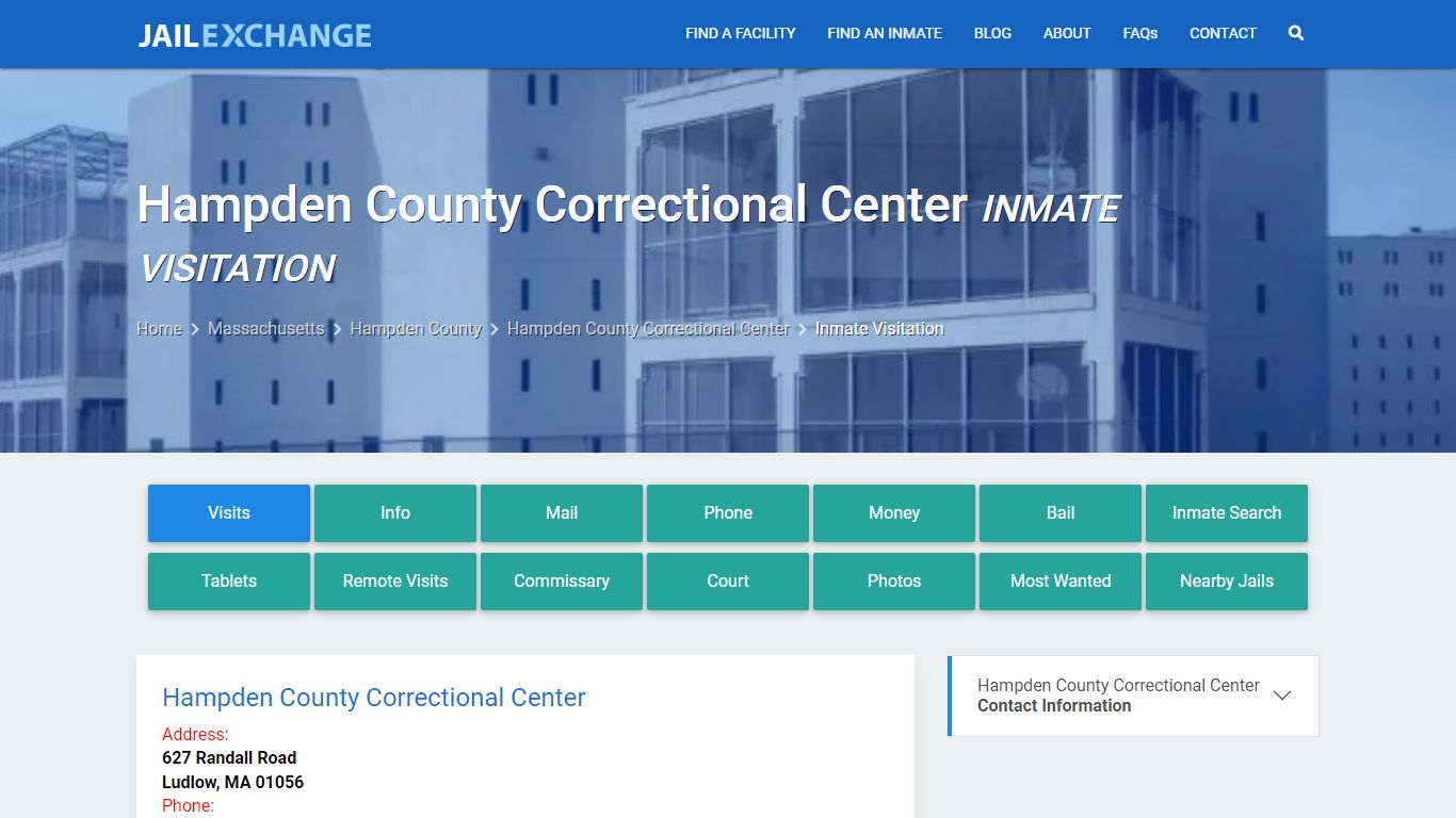 Inmate Visitation - Hampden County Correctional Center, MA - Jail Exchange